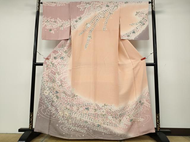 平和屋着物●訪問着　辻が花　絞り　暈し染め　正絹　逸品　CABA8096ut