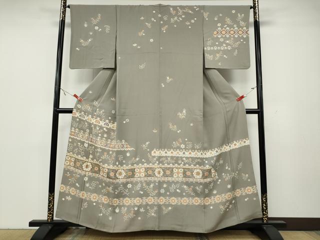 平和屋着物●訪問着　竹屋町刺繍　横段吉祥花文　金彩　正絹　逸品　CABA8097ut