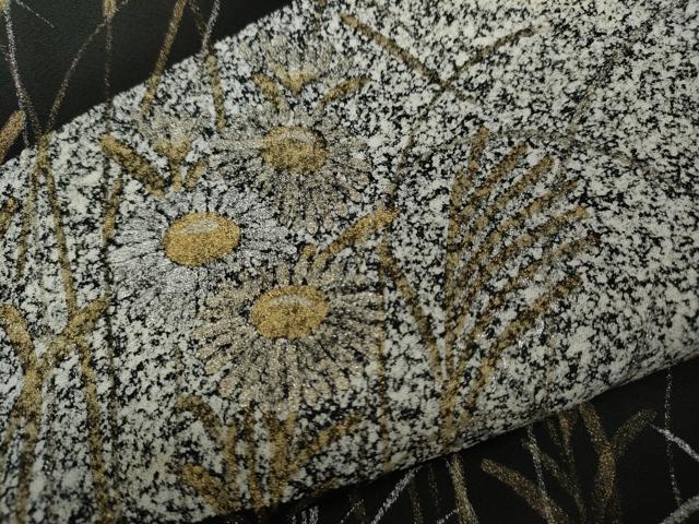 平和屋着物●英王室献上友禅作家 木下勝功 中国三大刺繍 スワトウ刺繍 訪問着 手描き エ霞草花文 たたき染め 黒地 金銀彩 逸品 CABA8152ut 平和屋着物○英王室献上友禅作家 木下勝功 中国三大刺繍 スワトウ