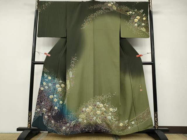 平和屋着物●吉乃一廉　幻の辻が花　訪問着　絞り　舞花文　暈し染め　金彩　正絹　逸品　CABA8153ut