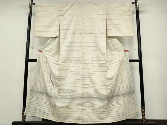 平和屋着物●訪問着　紬地　鶴　正絹　逸品　CABA8183ut