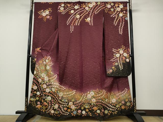 平和屋着物●越後十日町の一流染匠　桐屋・翠山工房　振袖　辻が花　絞り　暈し染め　金通し地　正絹　逸品　CABA8197ut