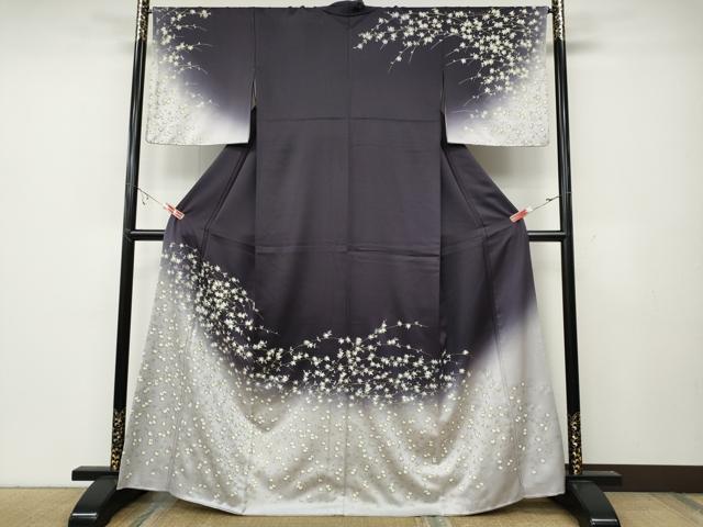 平和屋着物●訪問着　竹屋町刺繍　枝橘文　暈し染め　金彩　正絹　逸品　CABA8250ut