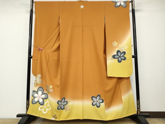 平和屋着物●中村玉緒　振袖　舞桜文　暈し染め　金銀彩　正絹　逸品　CABA8259ut