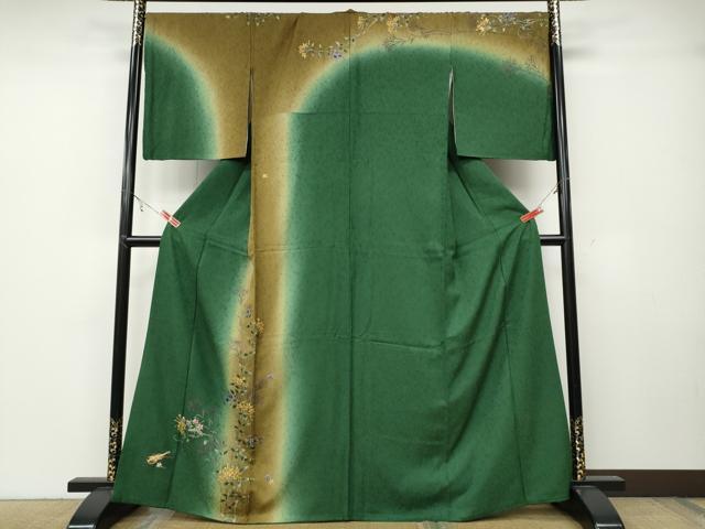 平和屋着物●訪問着　手描き　刺繍　楽器枝花文　暈し染め　金彩　やまと誂製　正絹　逸品　CABA8302ut