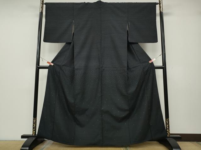 平和屋着物●訪問着　紬地　十字絣　正絹　逸品　CABA8309ut