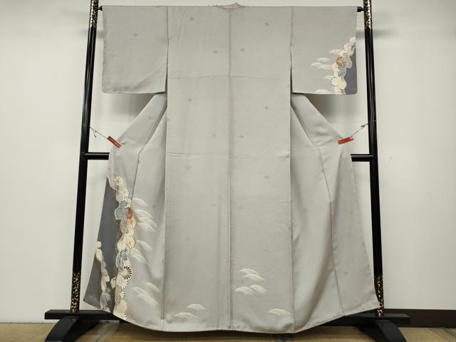 平和屋着物●訪問着　駒刺繍　立波舞花文　金彩　正絹　逸品　未使用　CABA8328ut