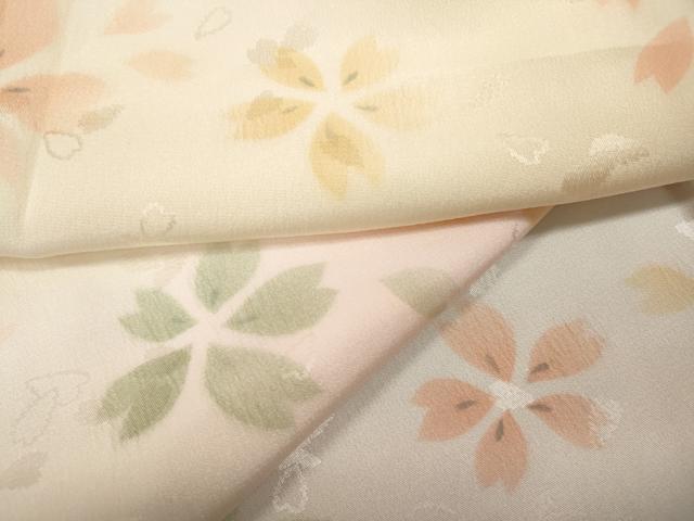 平和屋着物●長襦袢　無双仕立て　横段舞桜文　暈し染め　正絹　逸品　CABA8336ut