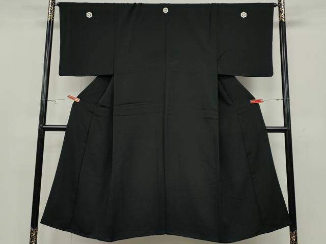 平和屋着物●男性　黒紋付　正絹　逸品　CABA8369ut