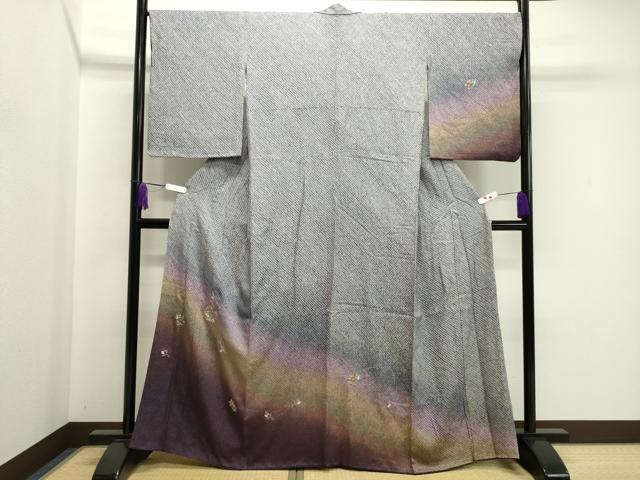 平和屋着物●訪問着　絞り　刺繍　草花丸文　暈し染め　金糸　正絹　逸品　CABA8851dy