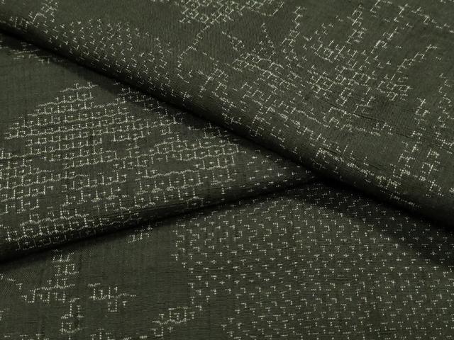 平和屋着物●結城紬　80亀甲　雪輪草花丸文　正絹　逸品　CABA8870dy