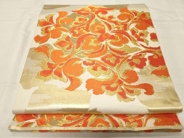 平和屋着物●西陣　川島織物　六通柄　本袋帯　更紗花文　金糸　正絹　逸品　CABA9150dy