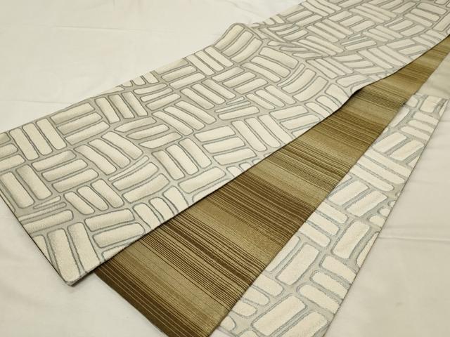 平和屋着物●両面　六通柄袋帯　吉祥文　金銀糸　正絹　逸品　CABA9170dy