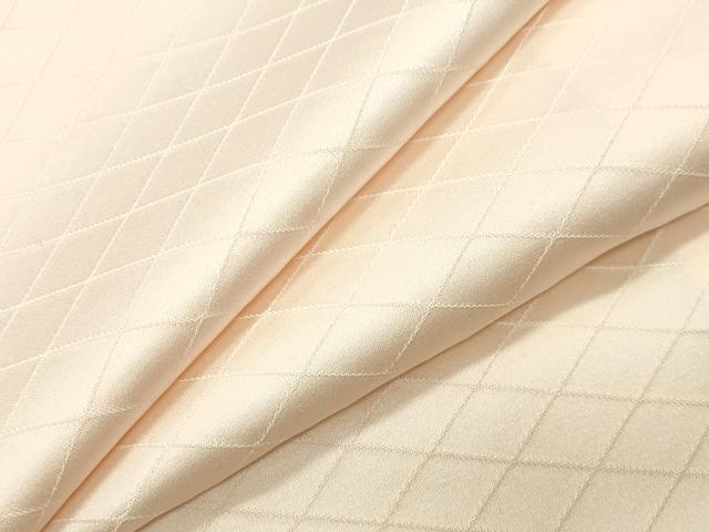 平和屋着物●上質な色無地　菱地紋　薄卵色　正絹　逸品　CABA9642gh