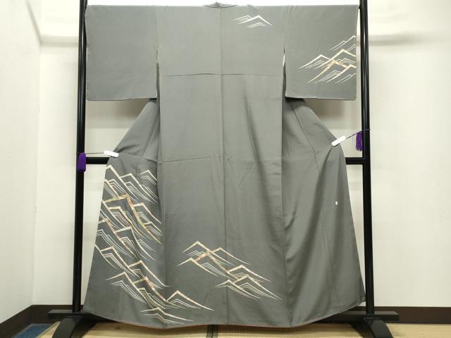 平和屋着物●十日町老舗ブランド　吉澤友禅　吾妻徳穂　訪問着　駒刺繍　立波花文　金彩　正絹　逸品　未使用　CABA9652gh