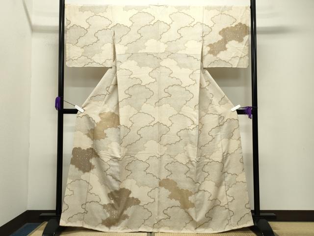 平和屋着物●訪問着　雲重ね鹿の子文　金彩　正絹　逸品　CABA9660gh