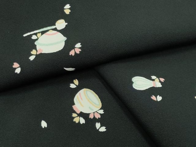 平和屋着物●上質な小紋　茶道具　黒地　やまと誂製　正絹　逸品　未使用　CABA9675gh