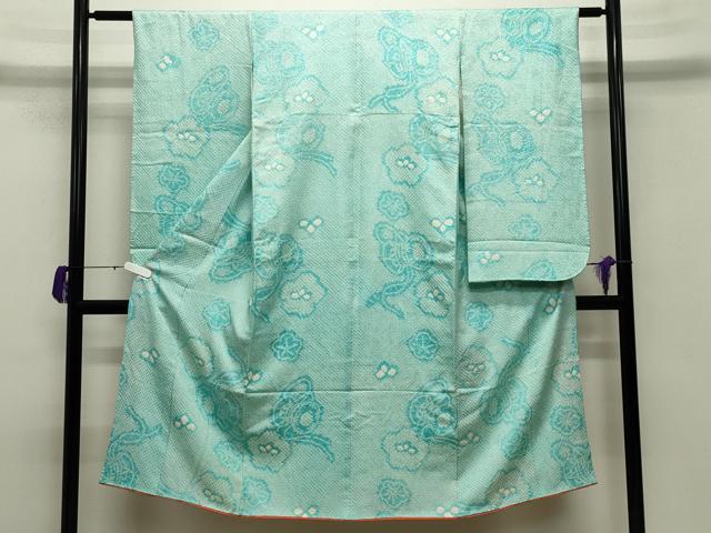平和屋着物[]七五三 女の子 ７歳 祝着 四つ身 総絞り 鼓舞梅文 逸品