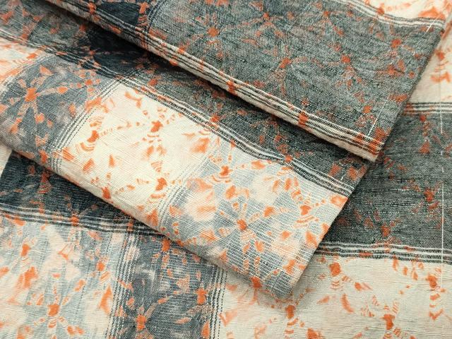 平和屋着物●上質な紬　総絞り　格子柄　正絹　逸品　未使用　CABA9693gh