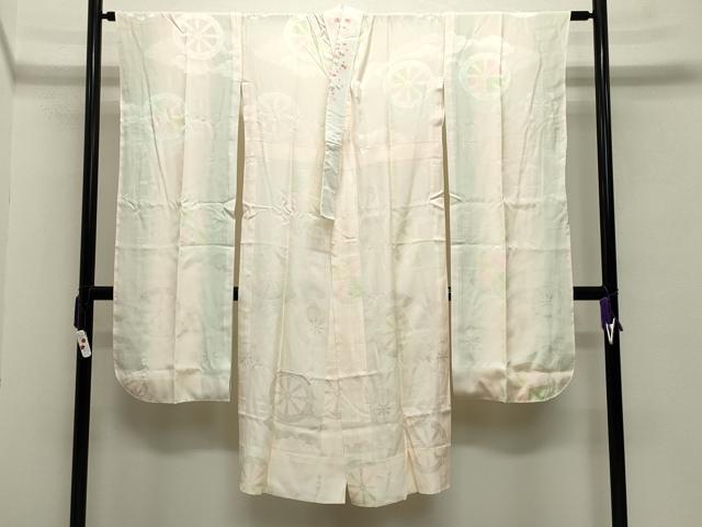 平和屋着物●振袖用長襦袢　無双仕立て　雲重ね源氏車地紋　暈し染め　半衿刺繍　正絹　逸品　CABA9717gh