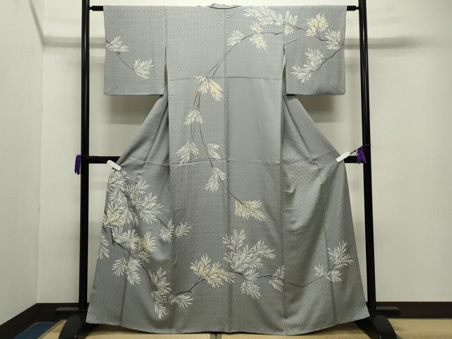 平和屋着物●訪問着　枝葉文　反端付き　正絹　逸品　CABA9727gh