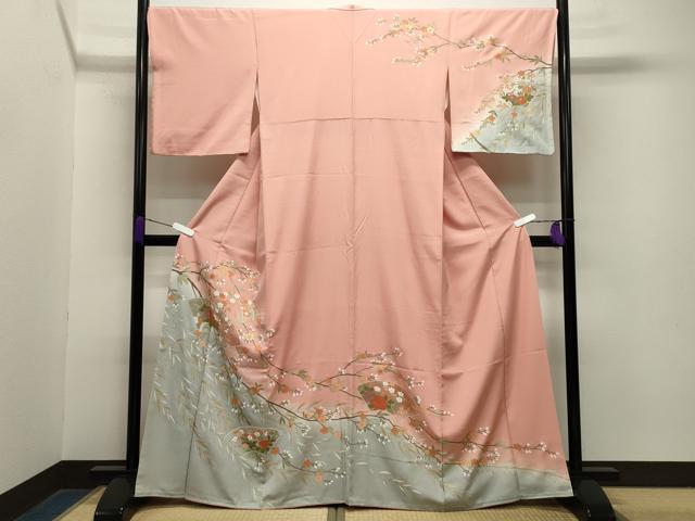 平和屋着物●訪問着　地紙重ね花車文　暈し染め　金彩　正絹　逸品　CABA9766gh