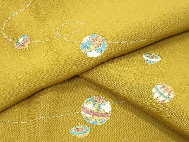 平和屋着物●長襦袢　無双仕立て　独楽　毬花文　金彩　正絹　逸品　CABA9772gh