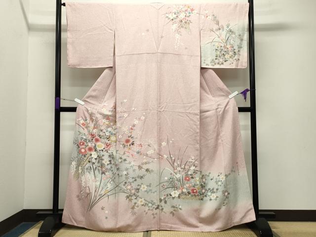 平和屋着物●訪問着　作家物　草花文　暈し染め　金彩　正絹　逸品　CABA9811gh