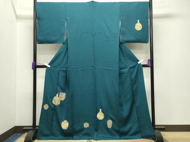 平和屋着物●訪問着　陶器鴛鴦花文　金銀彩　さが美扱い　正絹　逸品　CABA9924gh