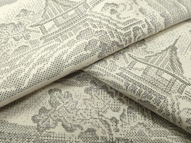 平和屋着物●本場大島紬　白大島　9マルキ　風景文　正絹　逸品　CABA9934gh