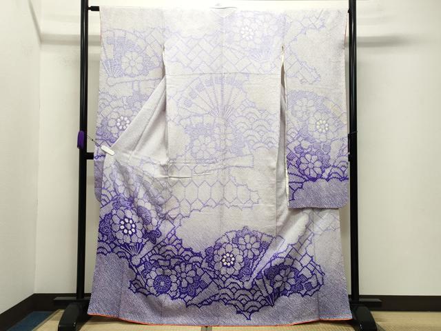 平和屋着物●豪華振袖　総絞り　檜扇花文　正絹　逸品　CABA9958gh