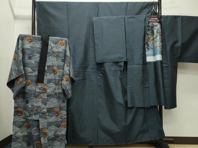 平和屋着物●男性　本場大島紬　アンサンブル・長襦袢セット　80亀甲　総詰め　正絹　逸品　CABB0060gh 29,575円