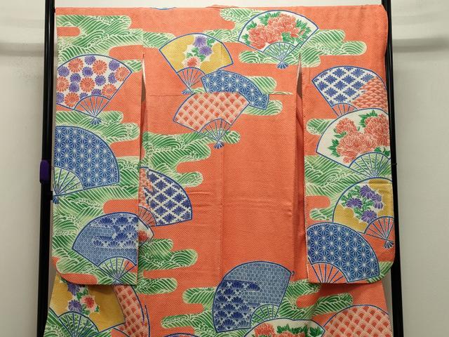 平和屋着物○名門 藤娘きぬたや・総絞り 振袖 エ霞扇面花文 正絹 逸品