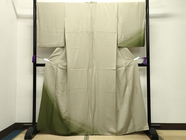 平和屋着物●染色作家　斉藤三才　訪問着　三才鳥　暈し染め　正絹　逸品　CABB0084gh 平和屋着物○染色作家 斉藤三才 訪問着 三才鳥 暈し染め 正絹 逸品