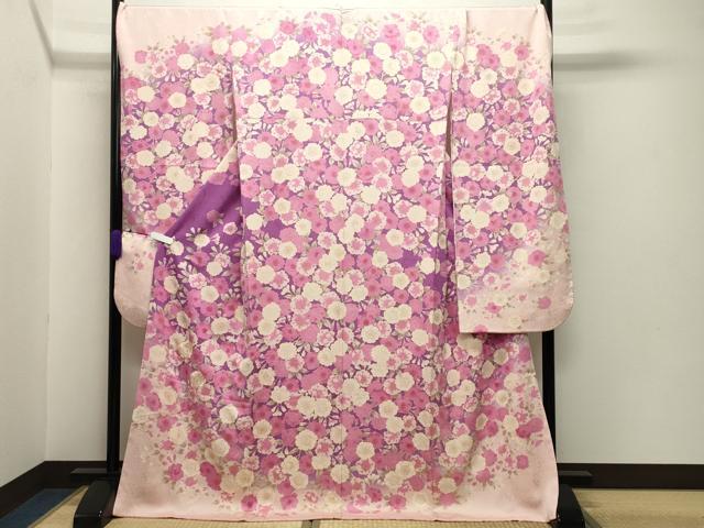 平和屋着物○豪華振袖 駒刺繍 舞花文 暈し染め 金彩 正絹 逸品