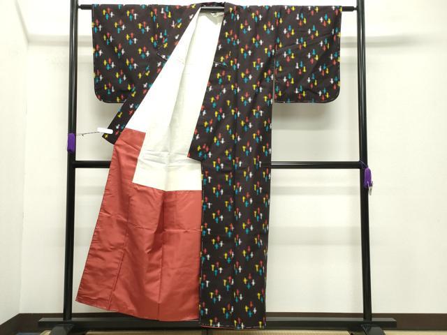 平和屋着物●久留米絣　袷　十字絣　綿　逸品　未使用　CABB0197gh_2