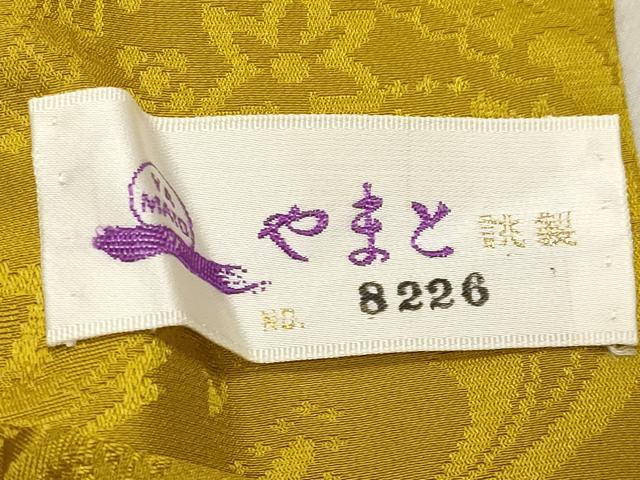 平和屋着物●長襦袢　無双仕立て　更紗花唐草地紋　黄金色　やまと誂製　正絹　逸品　CABB0202gh 平和屋着物○長襦袢 無双仕立て 更紗花唐草地紋 黄金色 やまと誂製