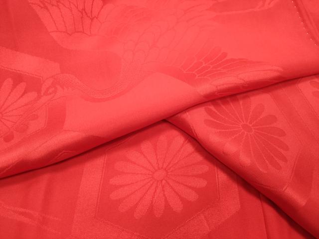 平和屋着物●長襦袢　袷　飛鶴亀甲花地紋　緋色　半衿刺繍　正絹　逸品　CABB0204gh 10,338円