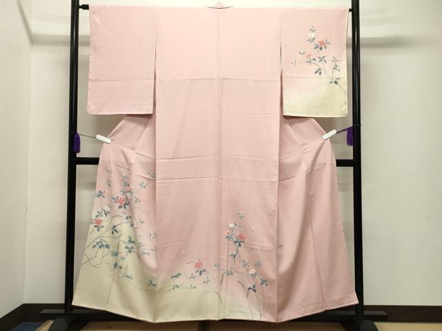 平和屋着物●訪問着　友禅　枝花文　暈し染め　正絹　逸品　未使用　CABB0233gh