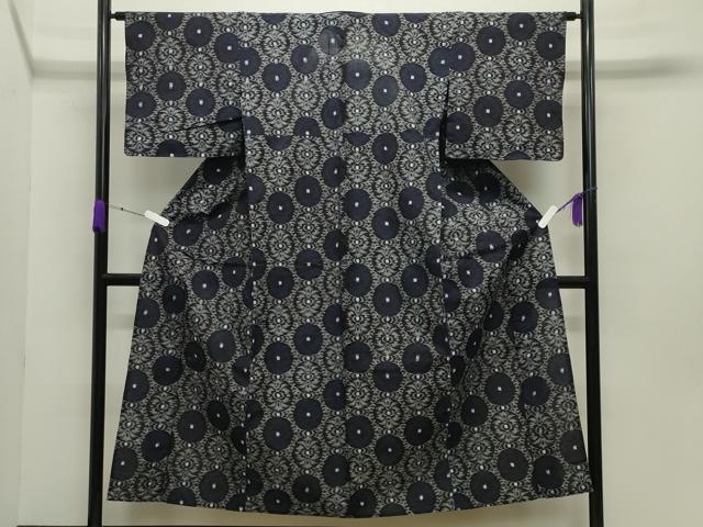 平和屋着物●久留米絣　単衣　吉祥丸文　綿　逸品　CABB0325gh_1