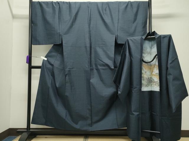 平和屋着物●男性　本場大島紬　アンサンブル　亀甲文様　キングサイズ　正絹　逸品　CABB0373gh