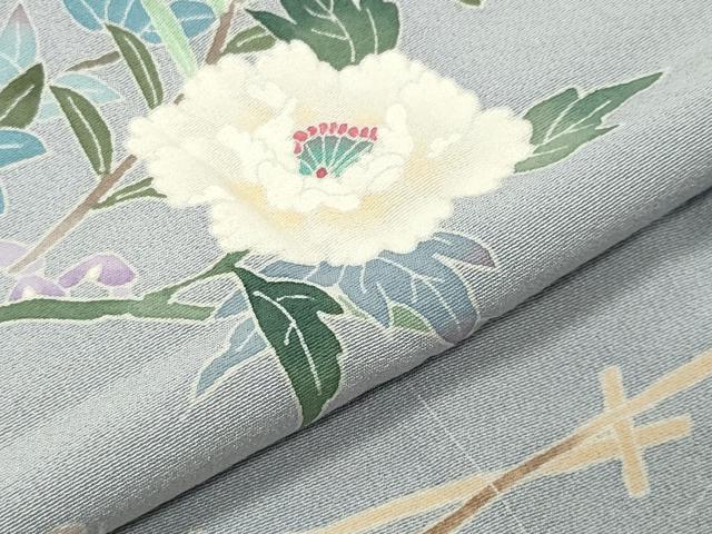 平和屋着物●加賀友禅作家　岡本幸治　訪問着　四季の花　反端付き　仮絵羽　正絹　逸品　未使用　CABB0396gh 平和屋着物○加賀友禅作家 岡本幸治 訪問着 四季の花 反端付き 仮絵羽