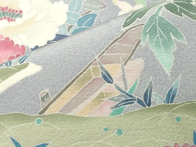 平和屋着物●加賀友禅作家　岡本幸治　訪問着　四季の花　反端付き　仮絵羽　正絹　逸品　未使用　CABB0396gh 平和屋着物○本加賀友禅作家 岡本幸治 訪問着 草花文 暈し染め 正絹