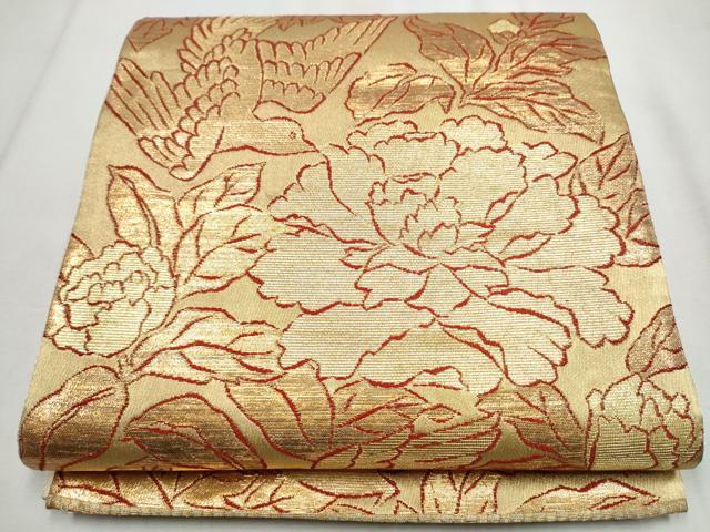 平和屋着物●龍村美術織物　龍村製　六通柄袋帯　花鳥苑錦　金糸　正絹　逸品　CABB0401hy