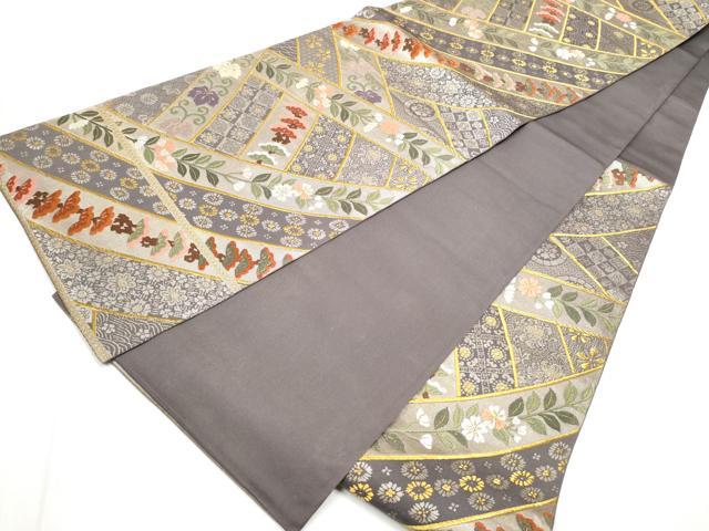 平和屋着物●皇室献上作家　北出与三郎　六通柄　本袋帯　唐織　正倉院名物宝冠鬘文様　正絹　逸品　CABB0404hy 平和屋着物○皇室献上作家 北出与三郎 六通柄 本袋帯