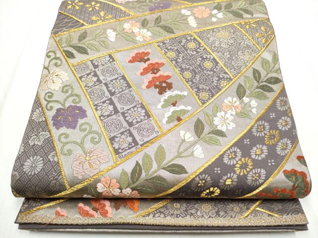 平和屋着物●皇室献上作家　北出与三郎　六通柄　本袋帯　唐織　正倉院名物宝冠鬘文様　正絹　逸品　CABB0404hy