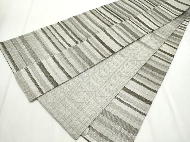 平和屋着物●両面　全通柄袋帯　横段文　金銀糸　正絹　逸品　CABB0407hy