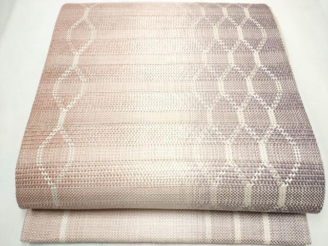 平和屋着物●ひなや工房　くむ・あむ・おる　伊豆蔵明彦　組織　両面　全通柄袋帯　亀甲繋ぎ　銀糸　正絹　逸品　CABB0416hy