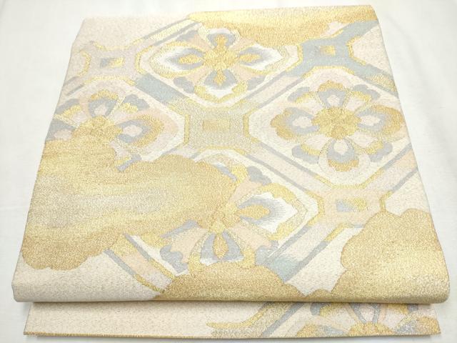 平和屋着物●爪掻き本綴れ　太鼓柄袋帯　蜀江花文　金銀糸　正絹　逸品　CABB0426hy