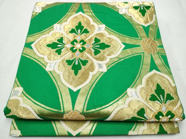 平和屋着物●西陣　川島織物　六通柄　本袋帯　七宝花文　金銀糸　正絹　逸品　CABB0427hy